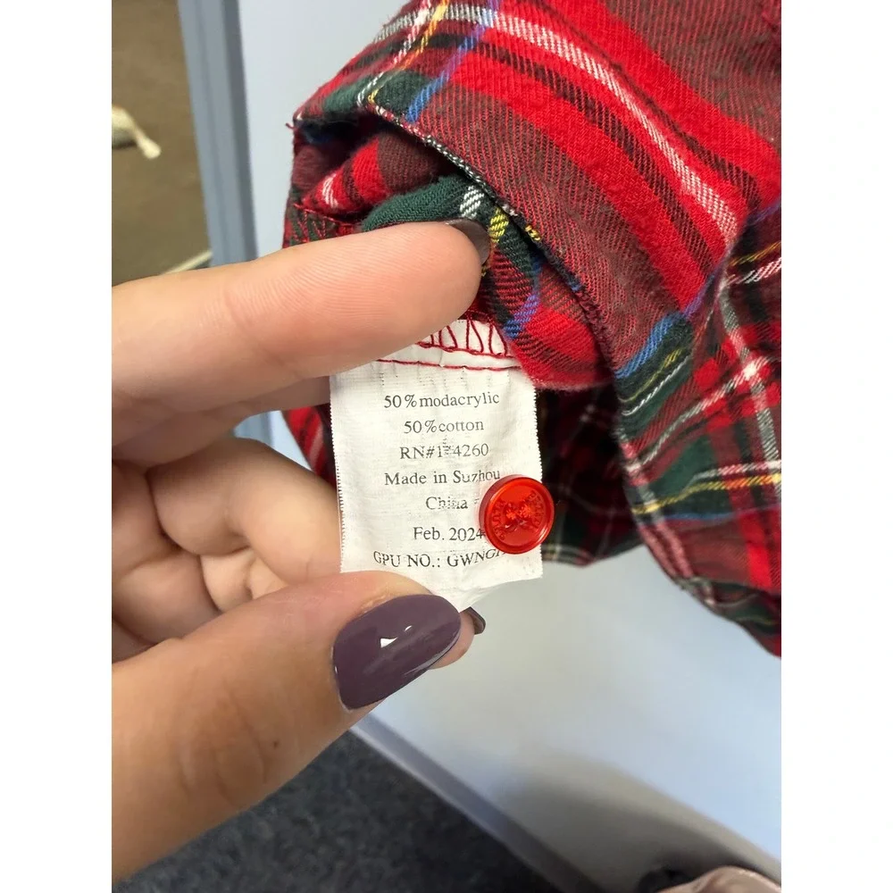 Petite Plume Kids Red Tartan Plaid Flannel Nightgown Sleep Dress Siz 8 Christmas